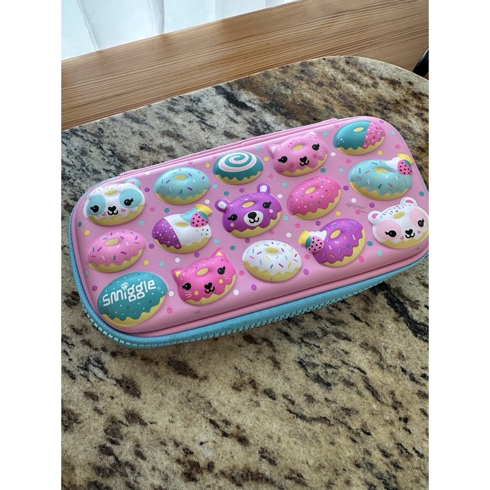 Smiggle's 3D Hard Top Pencil Case Donuts With Sprinkles Camp Hide Treasures